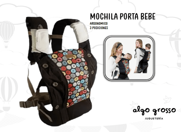 MOCHILA PORTA BEBE ERGONOMICA ESTAMPADA 3 POSICIONES art.AC6610
