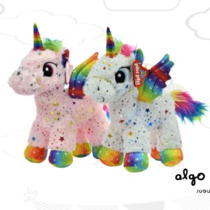 UNICORNIO PARADO 30CM CON ALAS MULTICOLOR Y ESTRELLAS art.4159