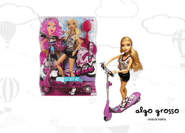 BARBIE MUÑECA 29CM ARTICULADA + MONOPATIN Y ACCESORIOS "MY SCENE" art.N2729
