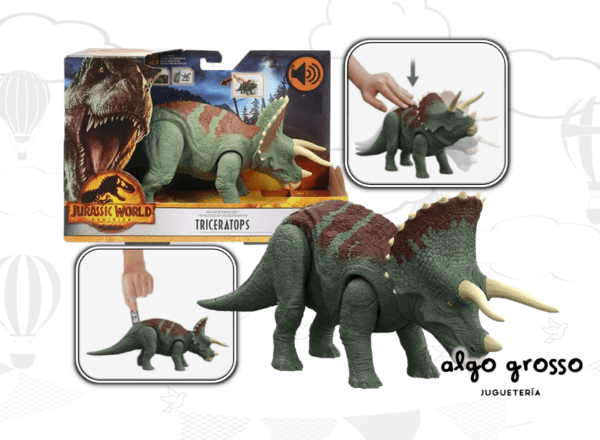 JURASSIC WORLD TRICERATOPS DINO CON SONIDO 26CM art.HDX34/17