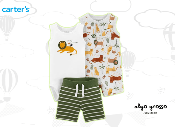 SET 3 PIEZAS BODY, ENTERITO MUSCULOSA Y SHORT TALLE 18M - ANIMALES art.1K490310