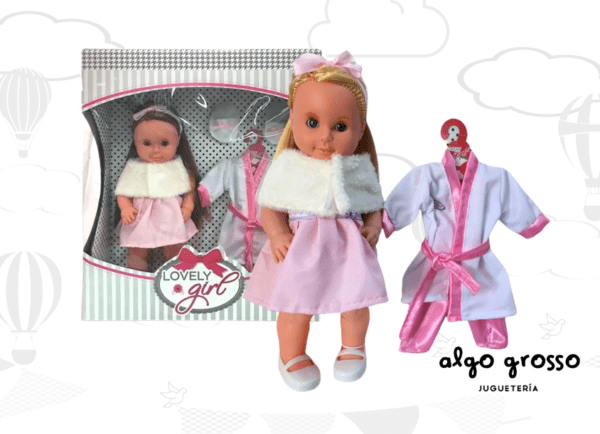 LOVELY GIRL MUÑECA DE 40CM + SET DE ROPA art.905