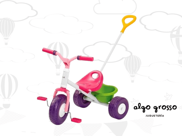 TRICICLO METAL LITTLE TRIKE ROSA "RONDI" CON BARRAL art.3502