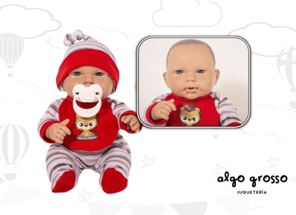 BEBE DANILO BEBOTE 35CM CON CHUPETE - BABERO Y GORRO "CASITA DE MUÑECAS" art.121