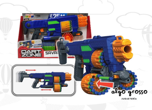 DART ZONE ARMA SAVAGE SPIN LANZA 45 DARDOS art.61075