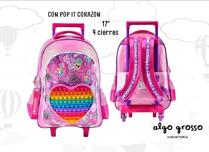 Pop It Mochilas Footy Carrito MOCHILA CARRO 18″ FOOTY LED “POP IT