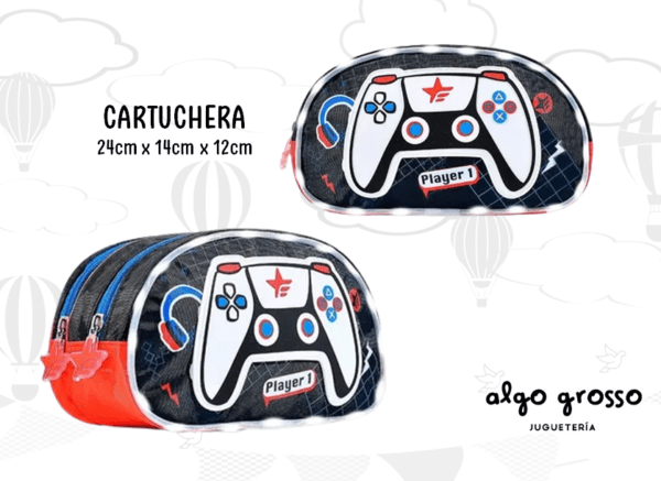 CARTUCHERA FOOTY LED JOYSTICK 2 CIERRES art.F17022