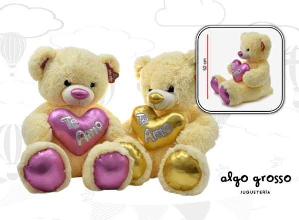 OSO CON VIVOS Y CORAZON "TE AMO BRILLOSO" 52CM art.5381