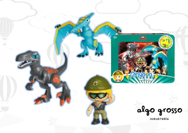 PINYPON ACTION PACK 2 DINOS + FIGURA + ACCESORIOS art.16684
