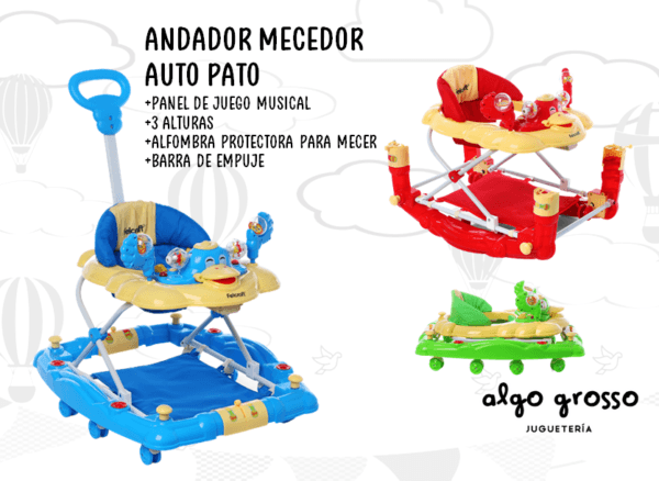 ANDADOR MECEDOR AUTO-PATO CON MANIJA - FELCRAFT art.4004
