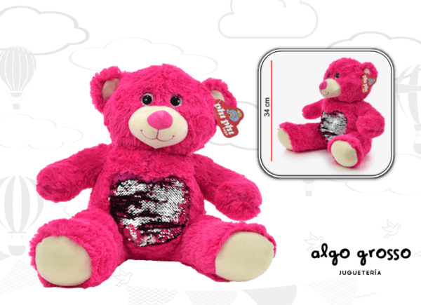 OSO DE PELUCHE 50CM CON PANZA DE LENTEJUELAS art.4149