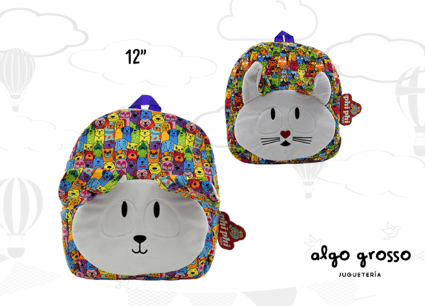MOCHILA SOFT GATO - PERRO MULTICOLOR 30CM art.2644