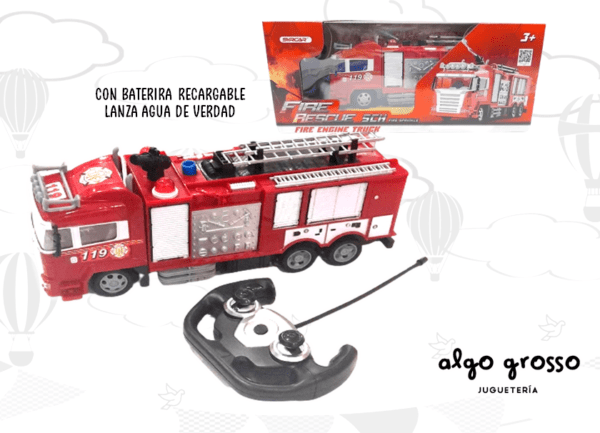 CAMION BOMBERO DE 30CM A RADIO CONTROL "TIRA AGUA" art.6482/666-192NA