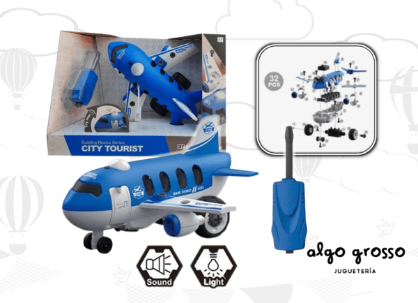 AVION PARA DESARMAR CON LUZ Y SONIDO + HERRAMIENTA art.IK0069