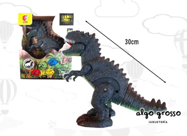 DINOSAURIO DE 20cm CON LUZ - MOVIMIENTO Y SONIDO "DINO WORLD" art.BL7400