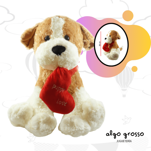 PERRO SENTADO DE 66CM CON CORAZON EN BOCA art.C7677