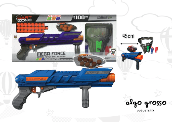 DART ZONE ARMA MEGA FORCE LANZA PELOTAS + MASCARA art.61088