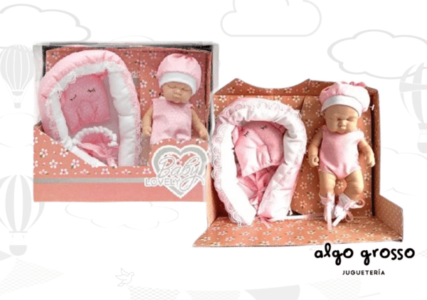 BEBE DE 23CM EN MOISES "BABY LOVELY art.874