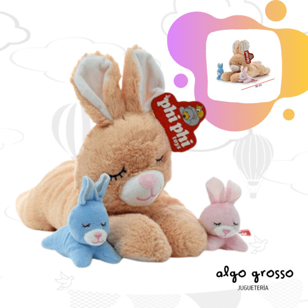 MAMA CONEJA CON 2 HIJITOS 38CM art.1669