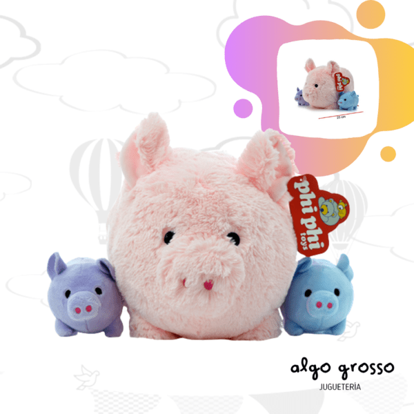 MAMA CHANCHITO CON 2 HIJITOS 25CM PELUCHE art.1670