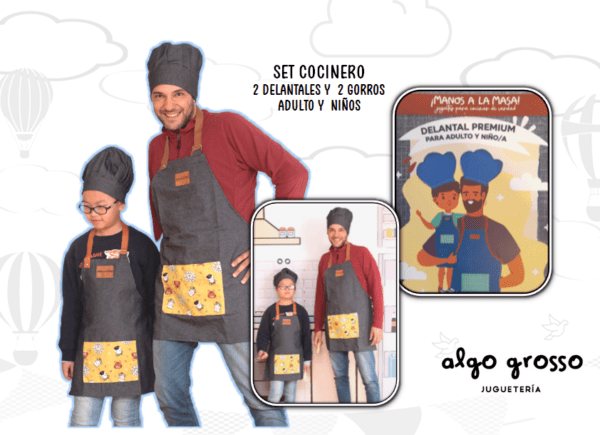 SET 2 DELANTALES PREMIUM PARA ADULTO Y NIÑO art.MALM010