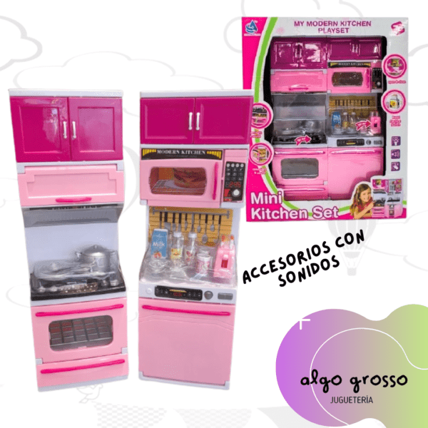 SET 2 CUERPO DE MUEBLES DE COCINA PARA MUÑECA "MINI KITCHEN" CON LUZ Y SONIDO art.1453283