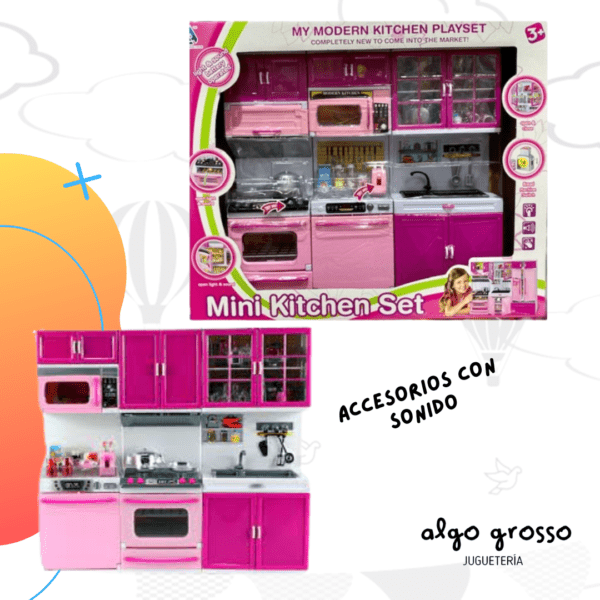 SET 3 CUERPO DE MUEBLES DE COCINA PARA MUÑECA "MINI KITCHEN" CON LUZ Y SONIDO art.1453306