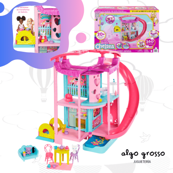 BARBIE MASION DE CHELSEA CON 12 AREAS DE JUEGO + ACCESORIOS art.HCK77