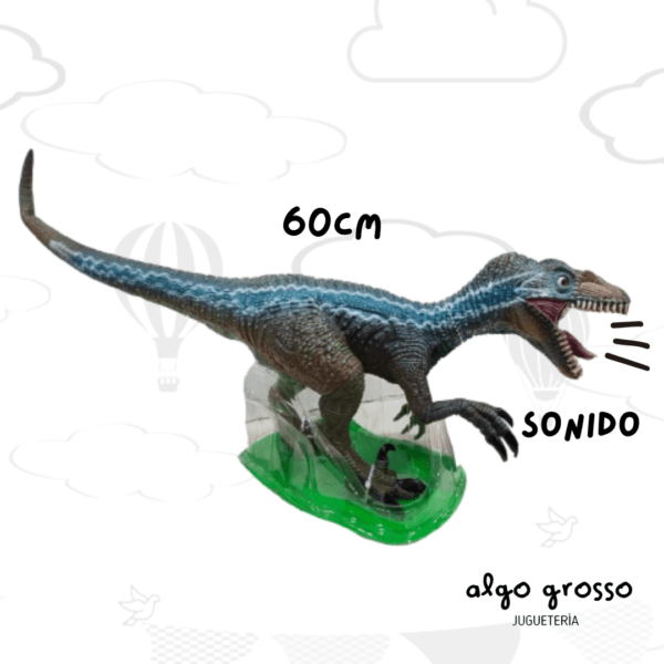DINOSAURIO DE GOMA DE 60CM VELOCIRAPTOR CON SONIDO art.99592