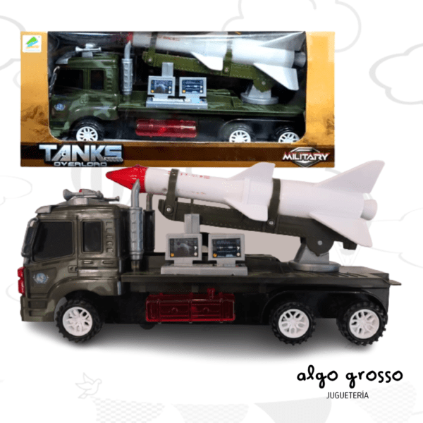 CAMION MILITAR DE 30CM CON COHETE - CON LUZ Y SONIDO art.53235