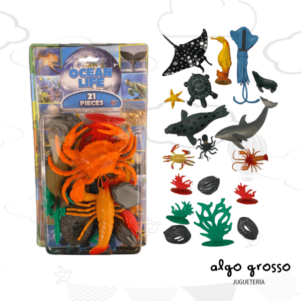 OCEAN LIFE 21PS 7CM APROX BLISTER 30CM art.74223