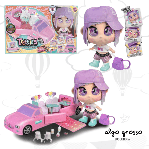 TROTTIES MUÑECA EMMA Y LIMO 25CM QUE MUEVE LOS OJOS + VEHICULO art.TFT03000