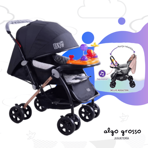 COCHE CUNA GRANDE MANIJA REBATIBLE + PANEL DE JUEGO art.BBS183