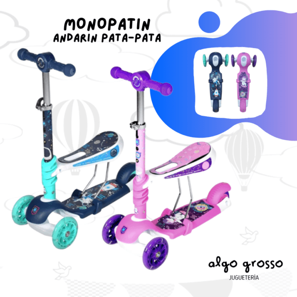 MONOPATIN 2 EN 1 "SPACE" 3 RUEDAS CON LUZ art.MP201