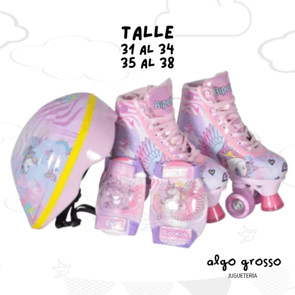 PATIN BOTA UNICORNIO REGULABLE + PROTECCION Y CASCO art.RLL300