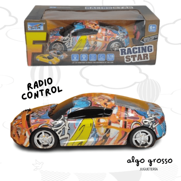 AUTO DEPORTIVO DE 24CM CON GRAFITI A RADIO CONTROL "RACING STAR" art.171974