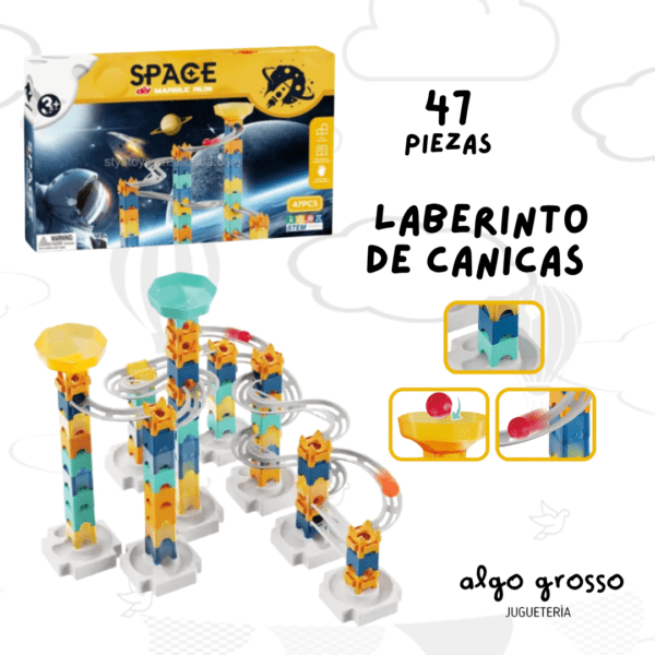 LABERINTO DE BOLITAS SPACE MARBLE RUN 47 PIEZAS art.YDX301