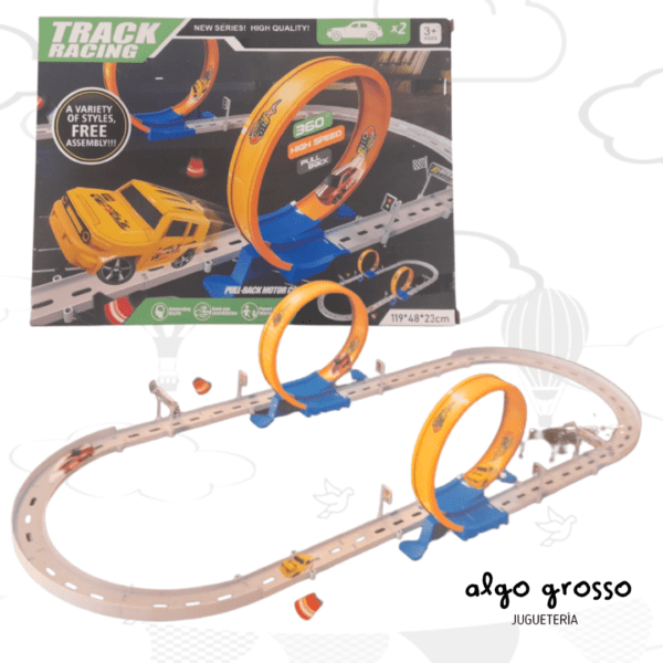PISTA DE CARRERA CON GIROS 360 + 2 AUTOS art.13621/164121
