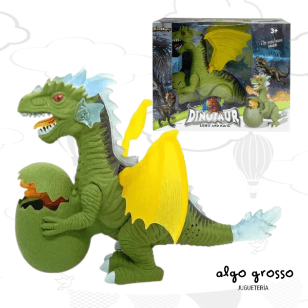 DRAGON DE 25CM CON HUEVO, LUZ Y SONIDO art.99814