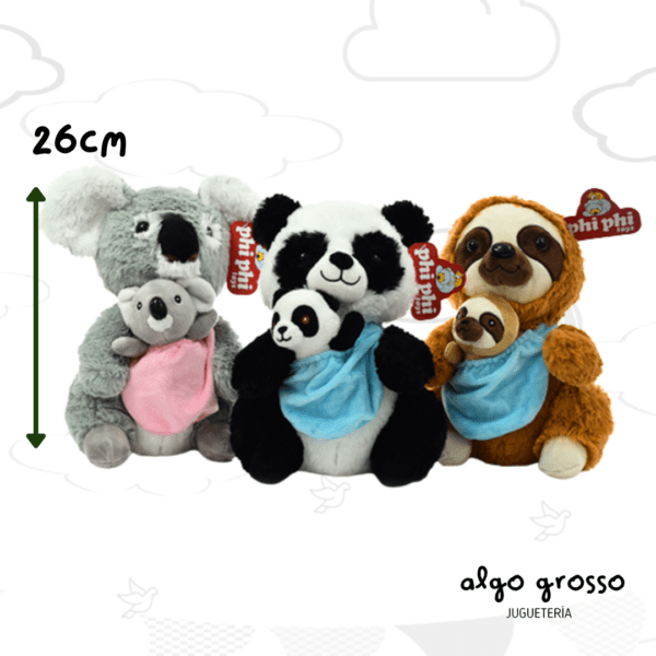 ANIMALES DE PELUCHE DE 26CM CON CRIA art.1651