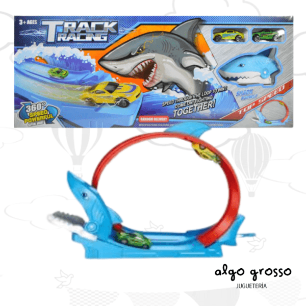 PISTA TIBURON GIRO 360° "TRACK RACING" + 2 AUTOS art.163756