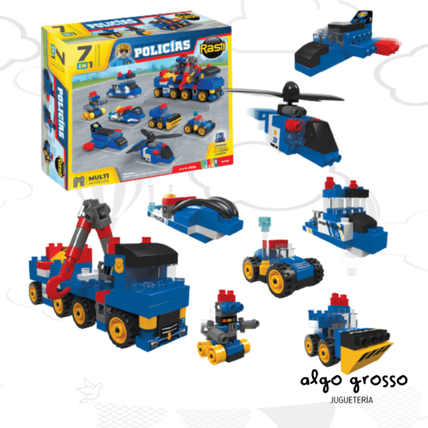 RASTI MULTIMODELOS POLICIAS 7 EN 1 CON 156 PIEZAS art.1125