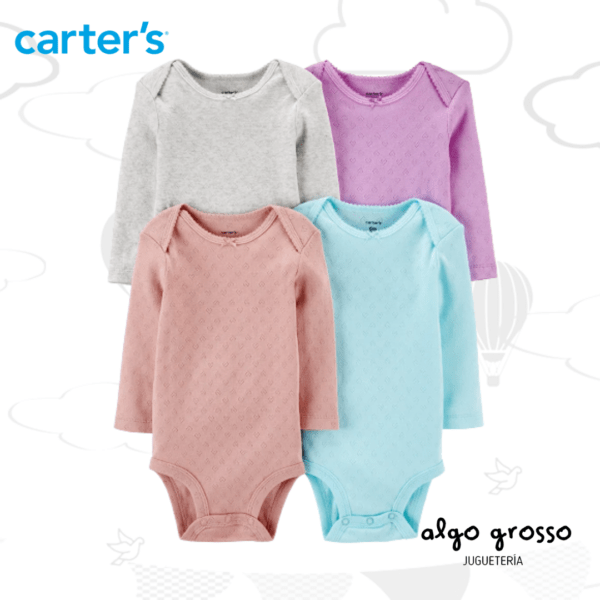 PACK DE 4 BODYS MANGAS LARGAS "CORAZONES" TALLE NB ART.1I720610