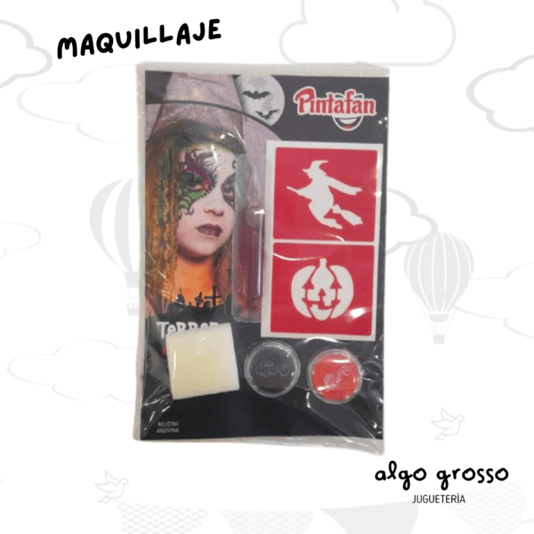 HALLOWEEN SET MAQUILLAJE TERROR BRUJA CON STENCIL art.02