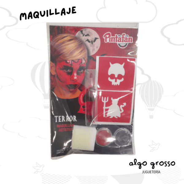 HALLOWEEN SET MAQUILLAJE TERROR DIABLO CON STENCIL art.04