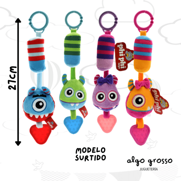 SONAJERO CON MORDILLO PELUCHE ANIMALES MONSTRUITOS art.2683