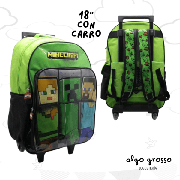 MOCHILA CON CARRO MINECRAFT 18" art.MI311