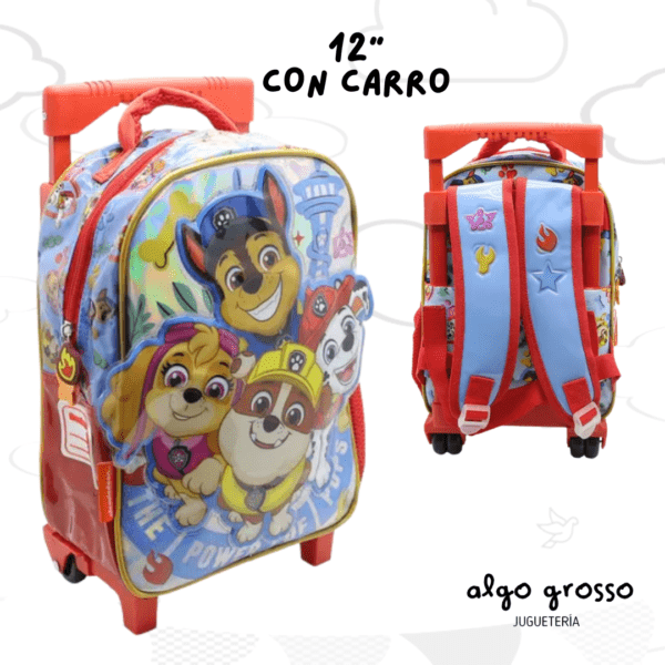 MOCHILA CON CARRO PAW PATROL 12" art.PW323