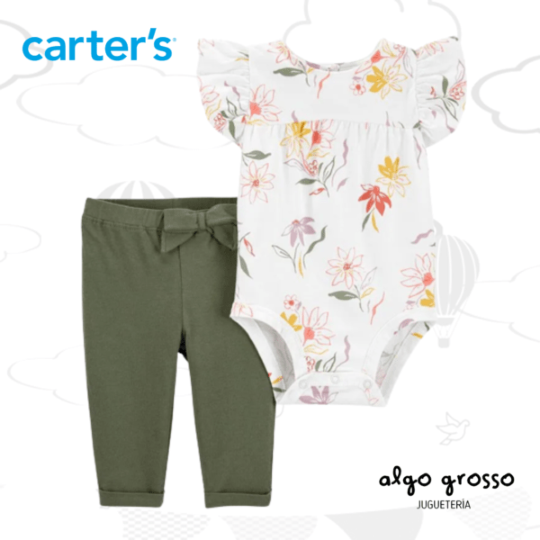 SET 2 PIEZAS BODY MANGAS CORTAS PANTALON FLORAL 2 AÑOS art.1N600810
