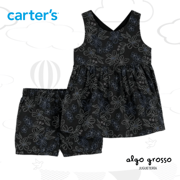 SET 2 PIEZAS PIJAMA REMERA MUSCULOSA SHORT FLORAL TALLE 9M art.1N662310